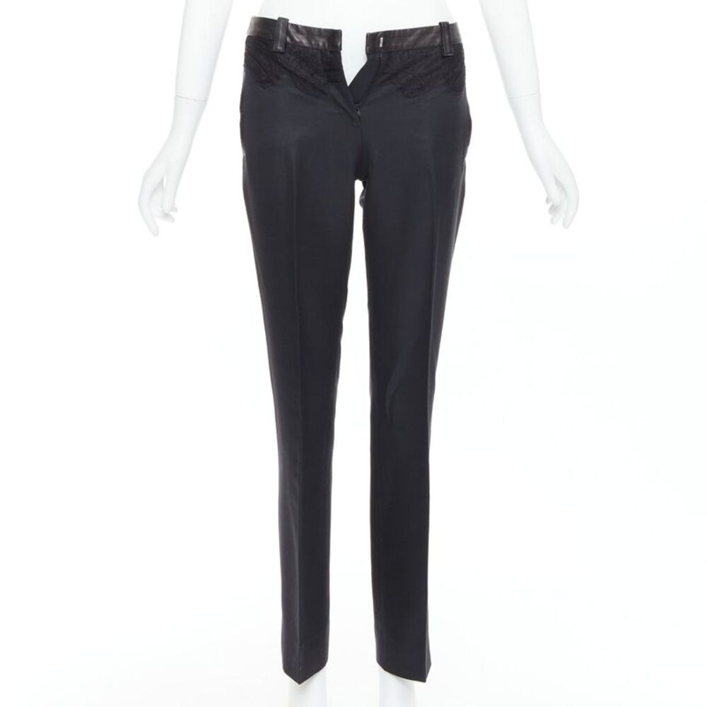 Versace Lace Leather Trim Tapered Trousers